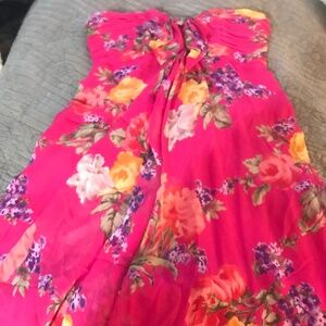 Vintage 90s strapless Ralph Lauren floral dress.